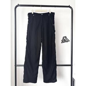 Warren Lotas Black Silk Velvet Carpenter Pants